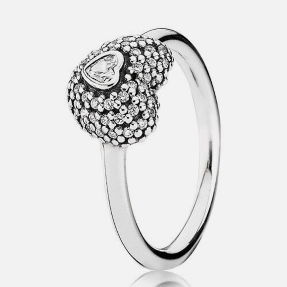 💛 Pandora 925 Silver In My Heart Pavé Ring - Picture 2 of 2